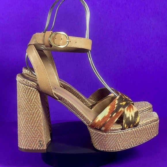 Sam Edelman Women's Sunset Orange Multi-Color Nolita Platform Sandal Shoe Sz 9.5 - Picture 1 of 8